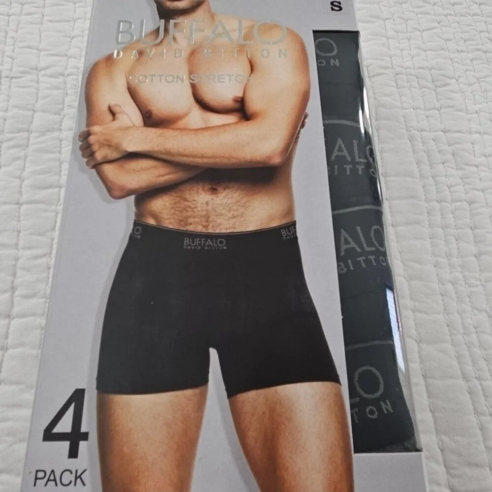 Buffalo David Bitton 4-Pack Boxer Briefs Men's‎ S (28-30) Grey Black NIB Stretch